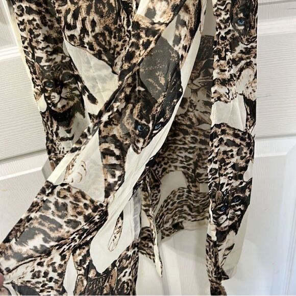 H&M Sheer Brown & Cream Tunic Top(Size 6) - Picture 5 of 5